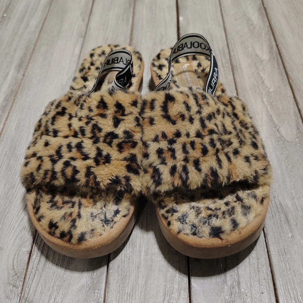 UGG Kookaburra Leopard Print Fuzzy Slide Sandals Size Women's 11 - Picture 5 of 17
